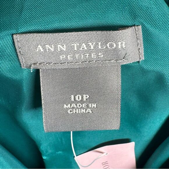 Ann Taylor 100% silk turquoise green print dress size 10P NWT - Picture 6 of 8